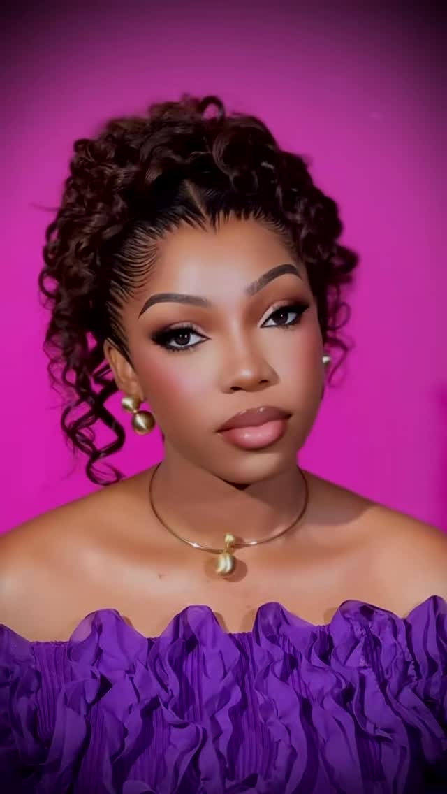 Bold occasion makeup with curls